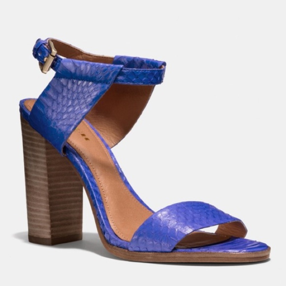 Coach • Lexey Cobalt Snakeskin Heels